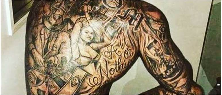 Guy butt tattoo